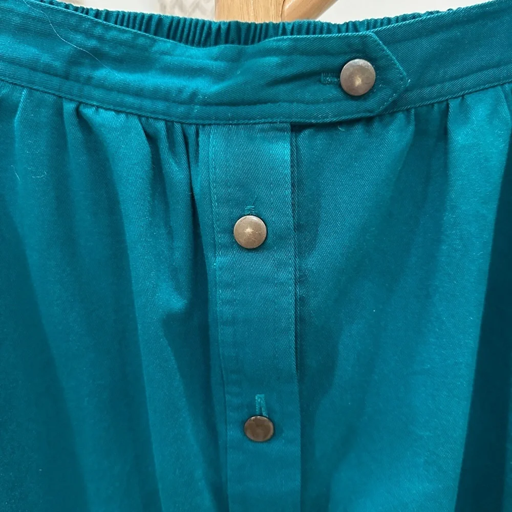 Koret Teal Button Front Midi Skirt Size 10